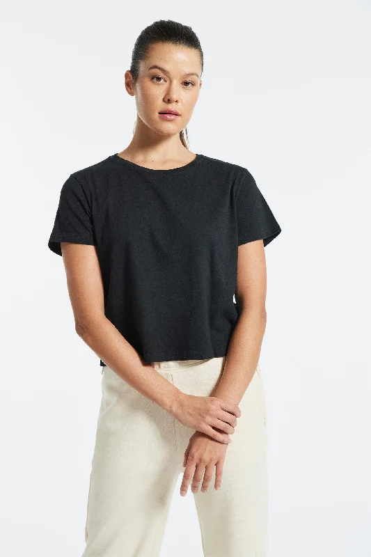 Bowery Boxy Weekend Cotton Tee - Black