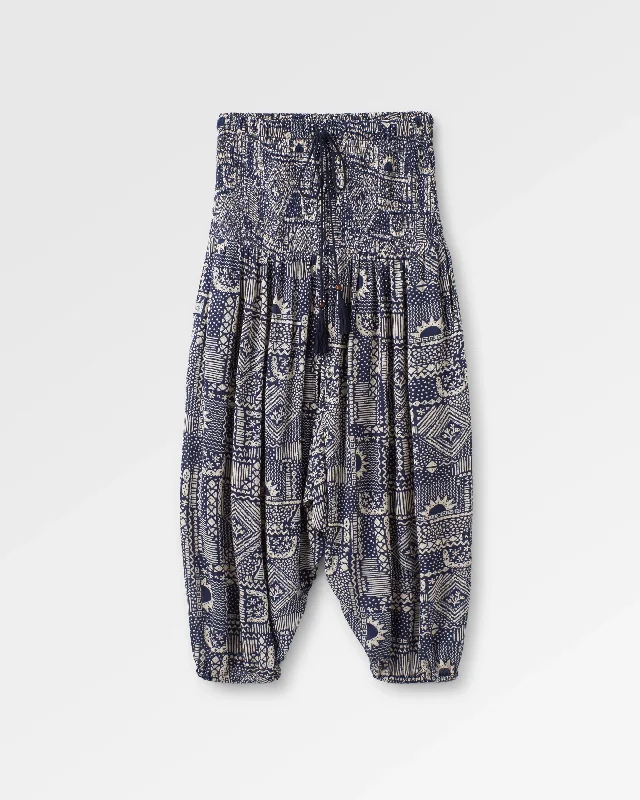 Daylily Loose Pants - Vintage Patchwork Navy