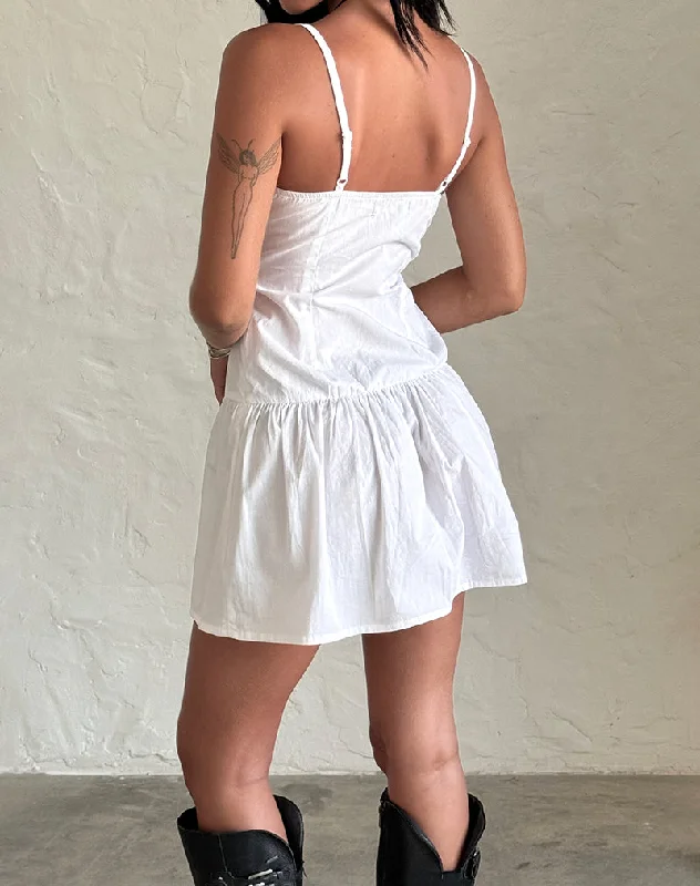 Felin Mini Dress in White Poplin