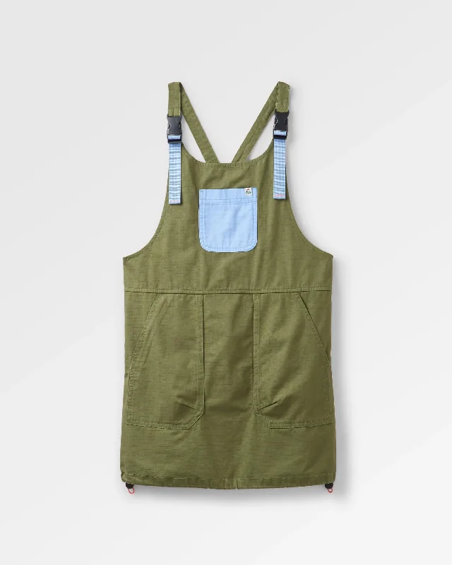 Flo Organic Pinafore Dress - Khaki Green