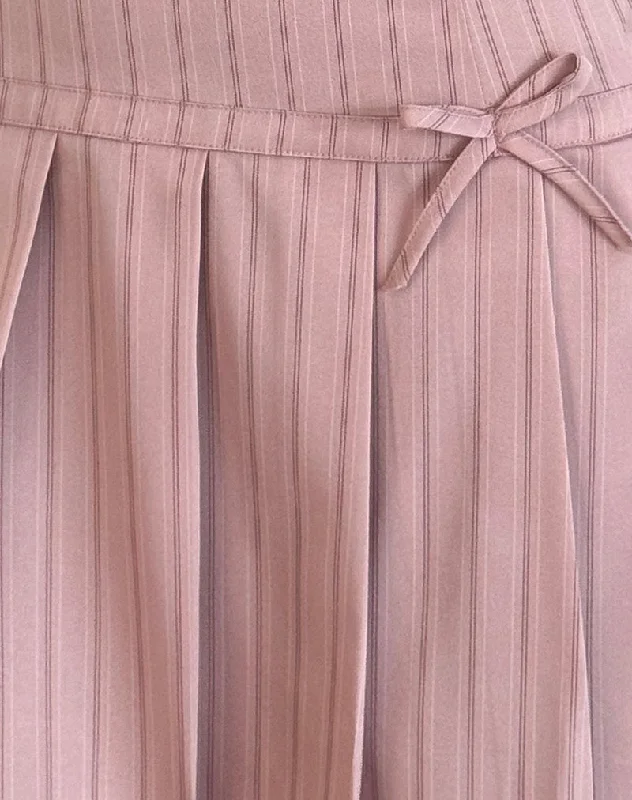 Jadzia Drop Waist Mini Dress in Blush Pinstripe