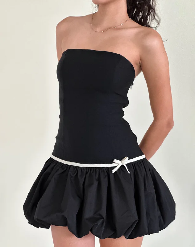 Klaita Puffball Mini Dress in Black