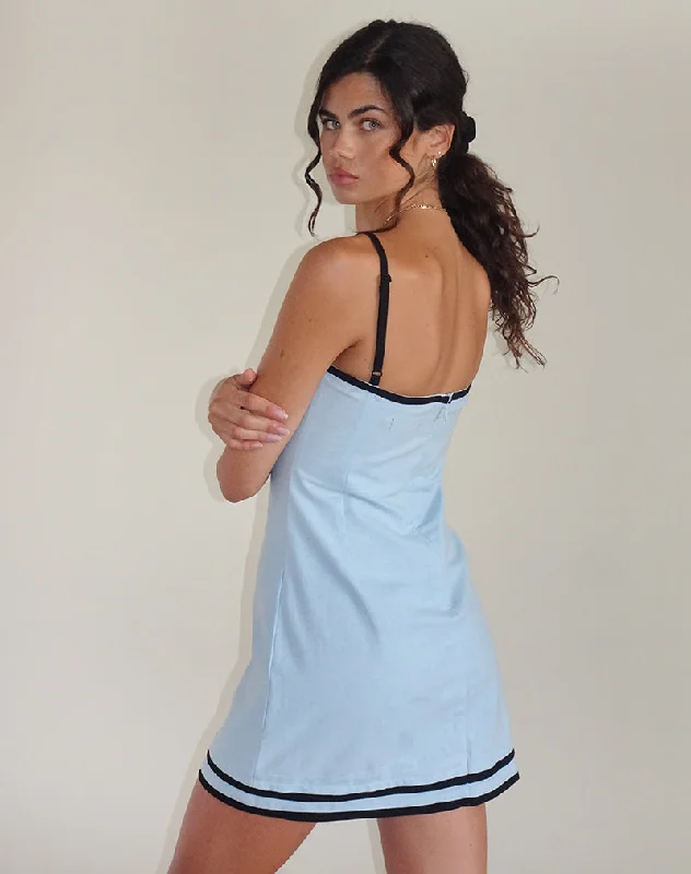 Plasina Mini Dress in Linen Blue