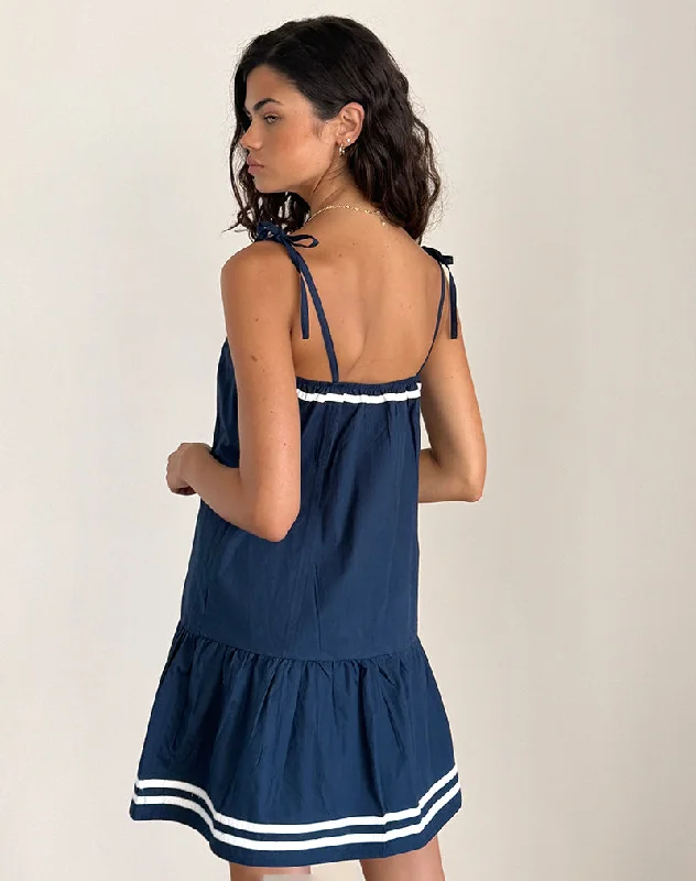 Rodha Cami Mini Dress in Poplin Navy