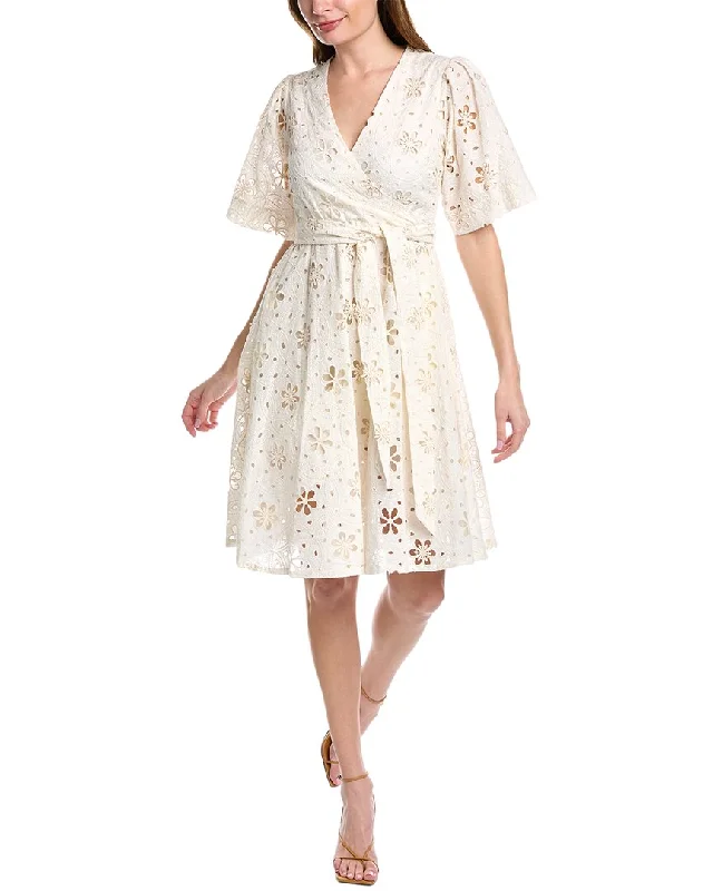 T Tahari Eyelet A-Line Dress