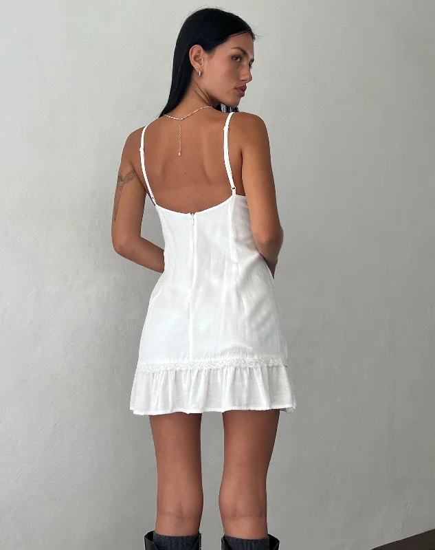 Tavita Frill Mini Dress in White