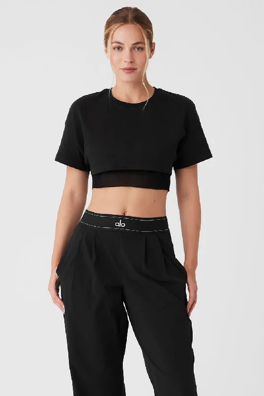 Made You Look Cropped Short Sleeve Tee - Black