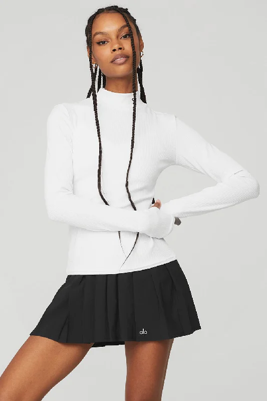 Wellness Rib Mock Neck Long Sleeve - White