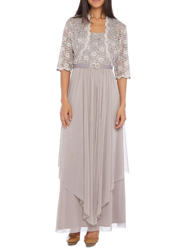 Womens Lace Sequined Dress With Cardigan