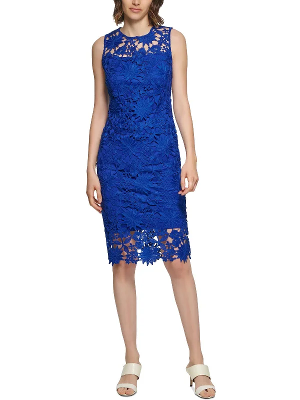 Womens Lace Sleeveless Sheath Dress