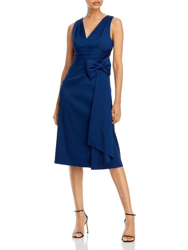 Womens Surplice V Neck Midi Dress