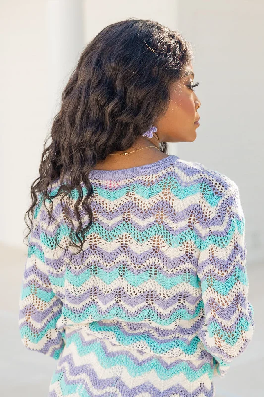 Coastal Vibes Multi Color Stitched Sweater FINAL SALE