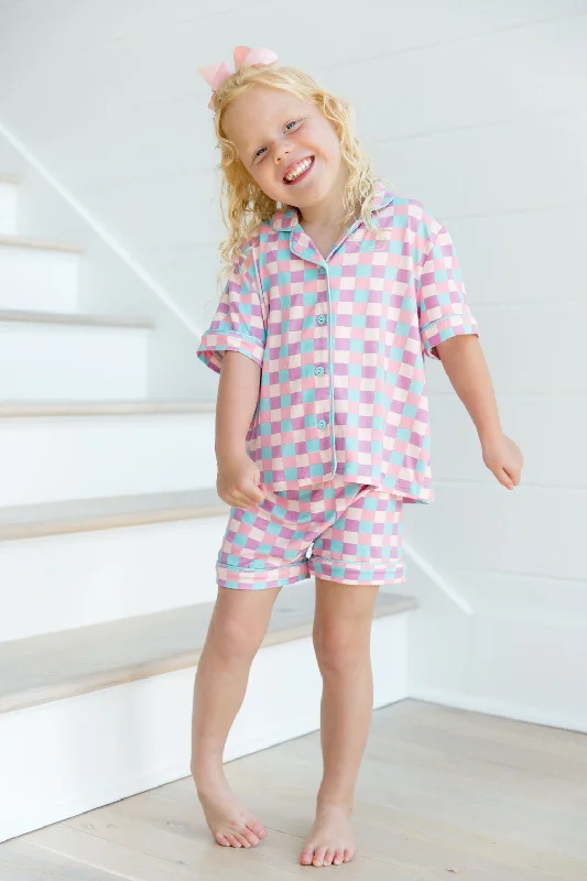 Kid's Good To Get Away Bamboo In Tori Checkered Tori X Pink Lily