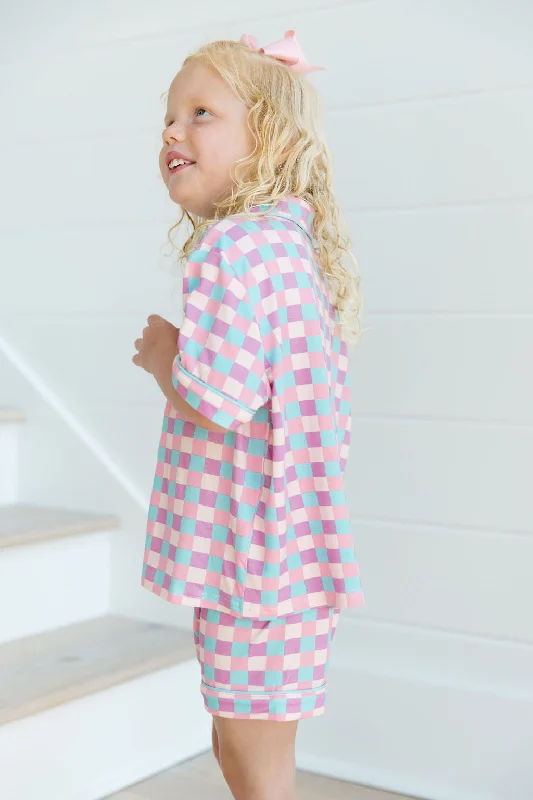 Kid's Good To Get Away Bamboo In Tori Checkered Tori X Pink Lily