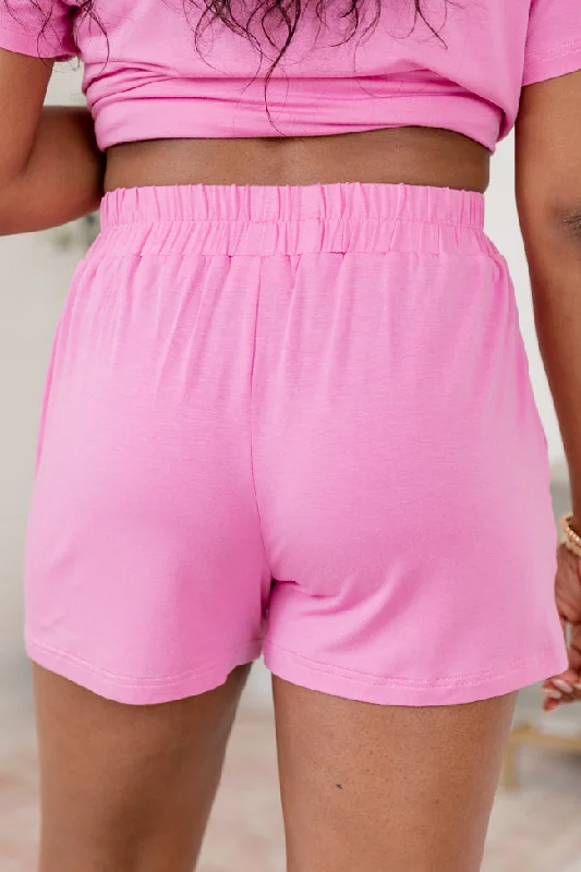 Over The Moon Pink Lyocell Lounge Shorts