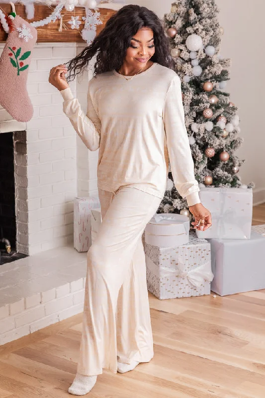 Snowy Days Beige and Ivory Fair Isle Pajama Top