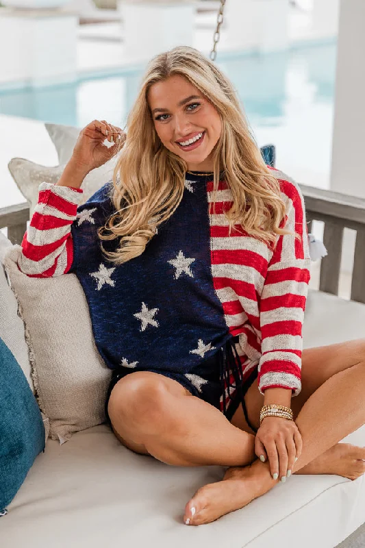 That's My Anthem Red, White, And Blue Flag Knitted Sweater FINAL SALE