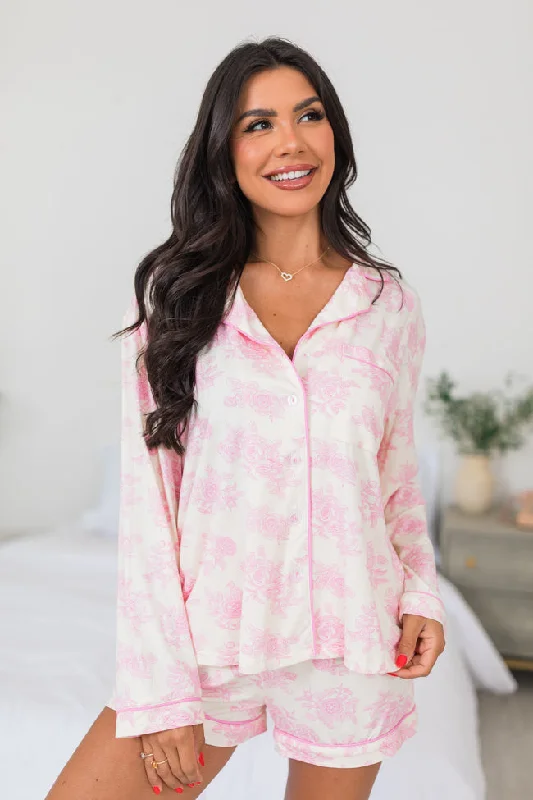 Under The Stars In Floral Fantasy Long Sleeve Bamboo Pajama Top