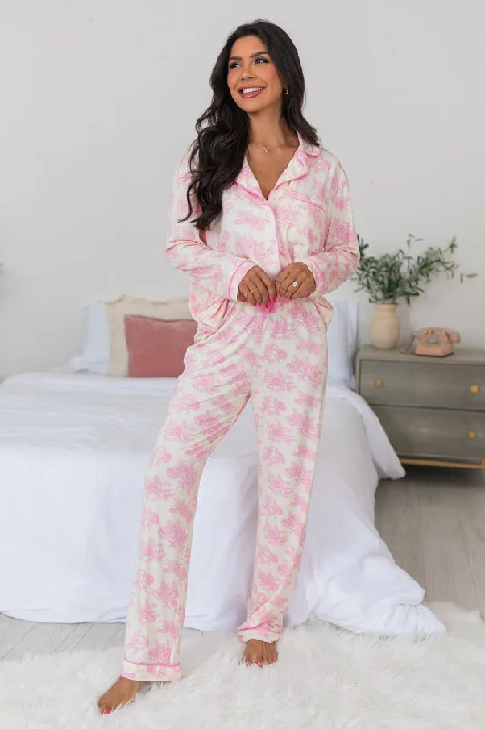 Under The Stars In Floral Fantasy Long Sleeve Bamboo Pajama Top