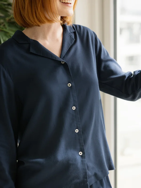 Women's Soft Woven Long Sleeve Pajama Top