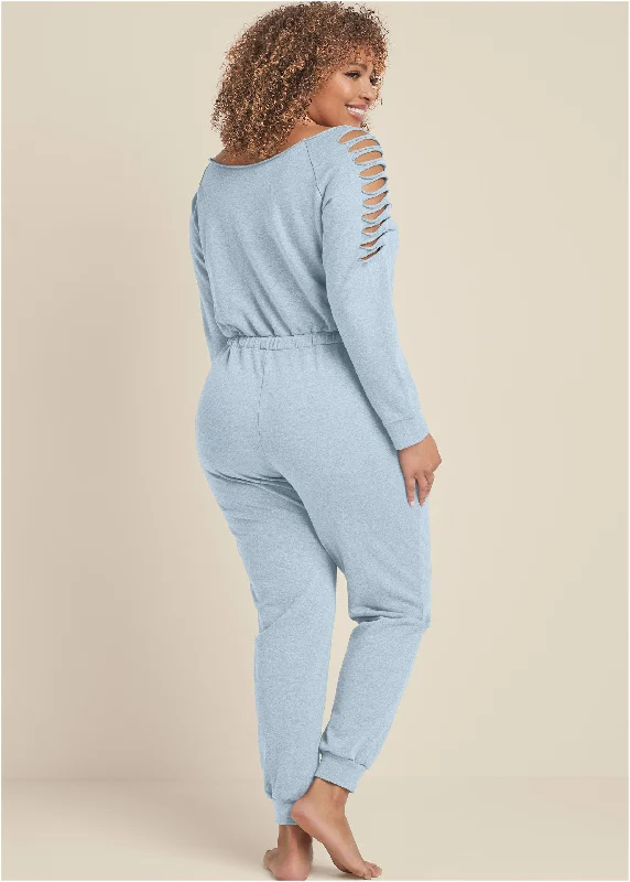 Slash sleeve jumpsuit - Light Blue