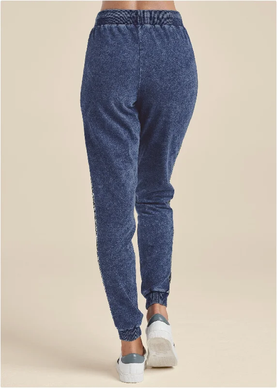 Washed sequin lounge joggers - Blue & Silver