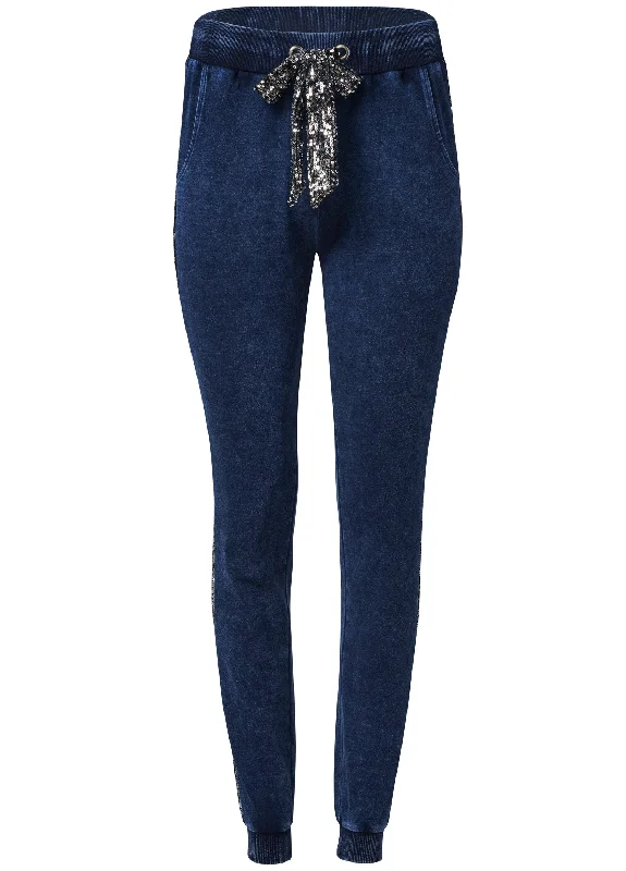 Washed sequin lounge joggers - Blue & Silver