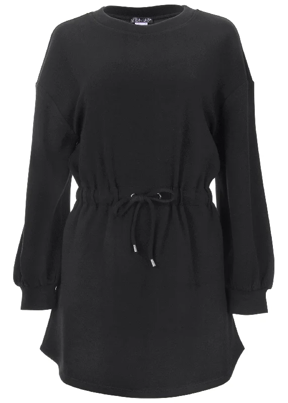 Double knit sleeved dress - Black