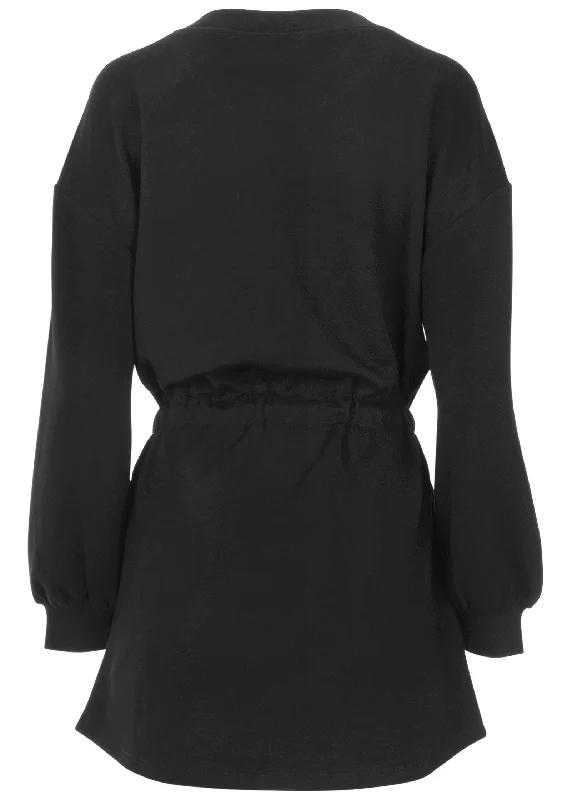 Double knit sleeved dress - Black