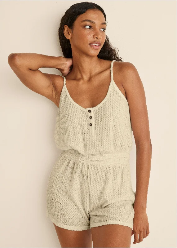 Cozy waffle romper - Oatmeal