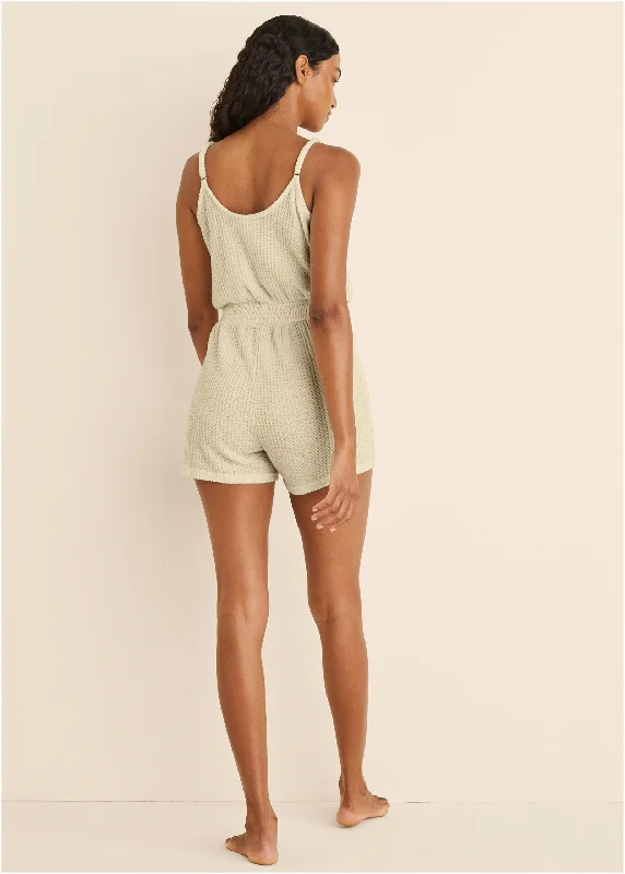 Cozy waffle romper - Oatmeal