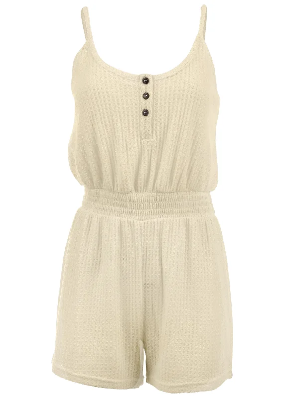 Cozy waffle romper - Oatmeal