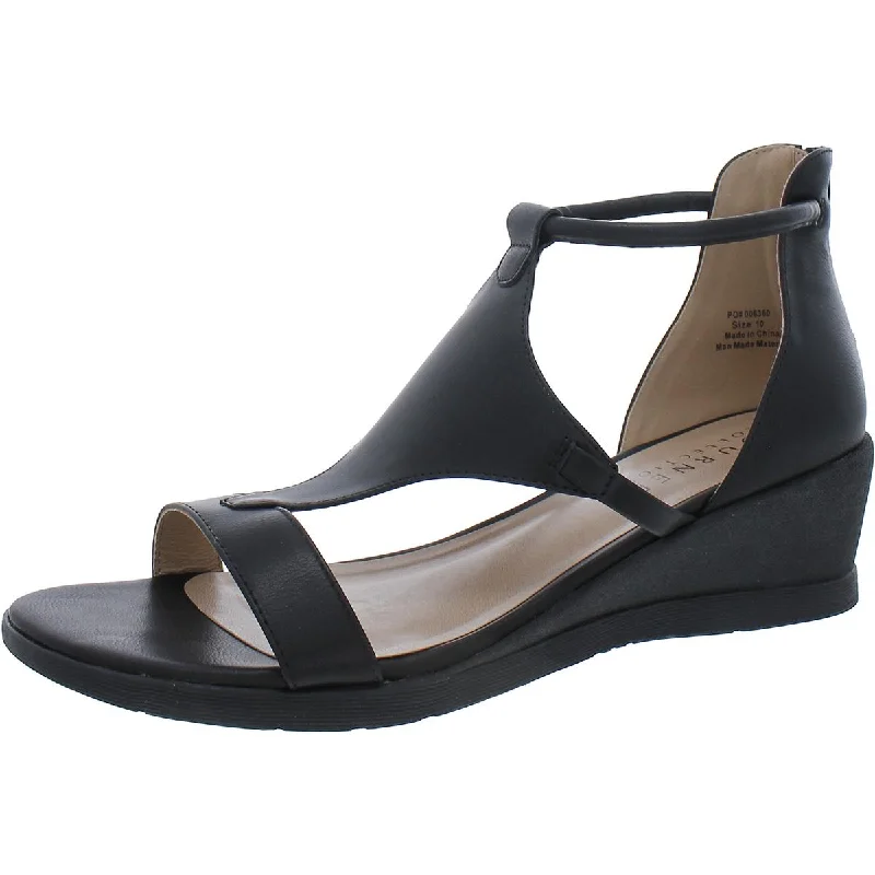 Womens Faux Leather Open Toe Ankle Strap