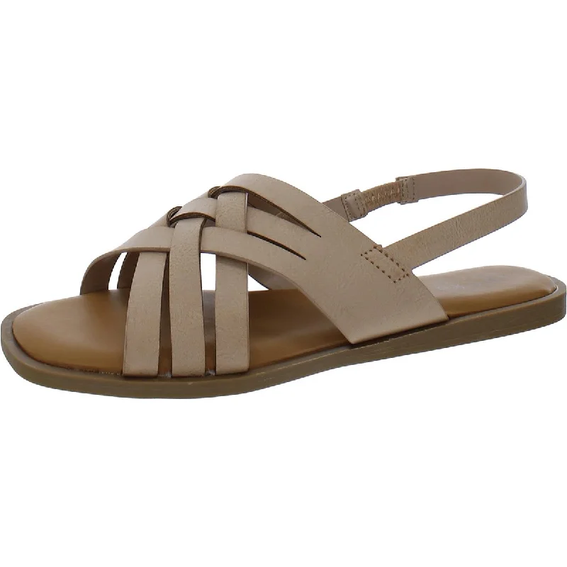 Womens Faux Leather Caged Flip-Flops